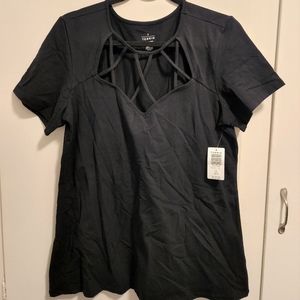 Torrid Black T-Shirt w/ cage detail